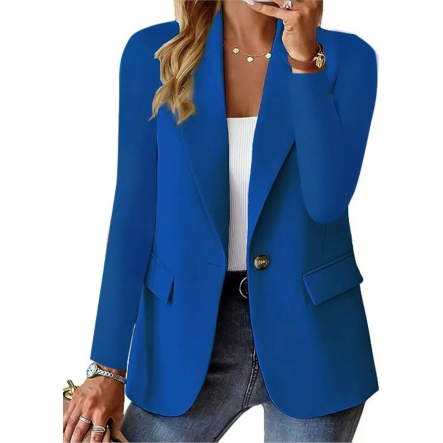 Blazer Pour Femme Coupe Slim Simple Boutonnage Revers Cranté Pour Bureau Et Soir Élégant Polyvalent Moderne