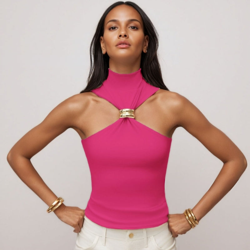Débardeur Doria Coupe Épousant La Silhouette Avec Maille Élastique Lisse Et Anneau Poli Doré Pour Confort Optimal