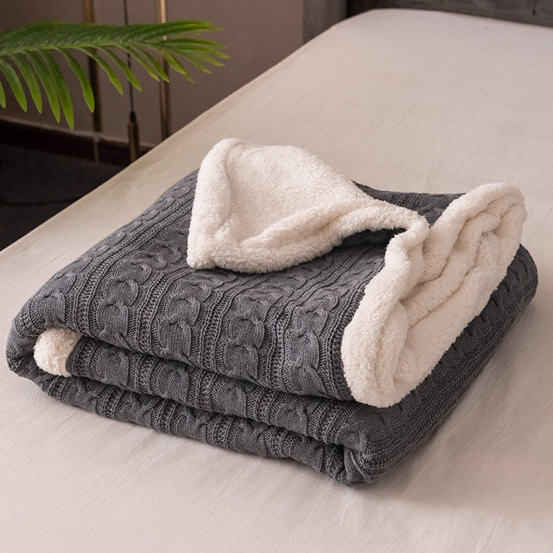 Couverture Plaid En Tricot Câble Avec Doux Sherpa Pour Les Soirées Froides Et Luxueuse Douceur
