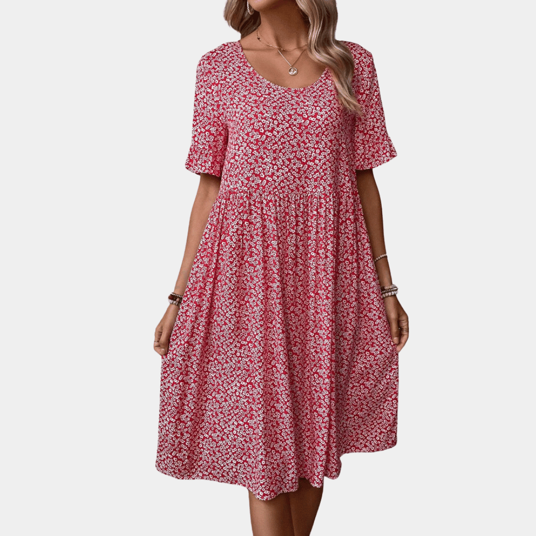 Robe Midi Élégante À Fleurs Roxana Confort Léger Respirant Pour Journées Décontractées