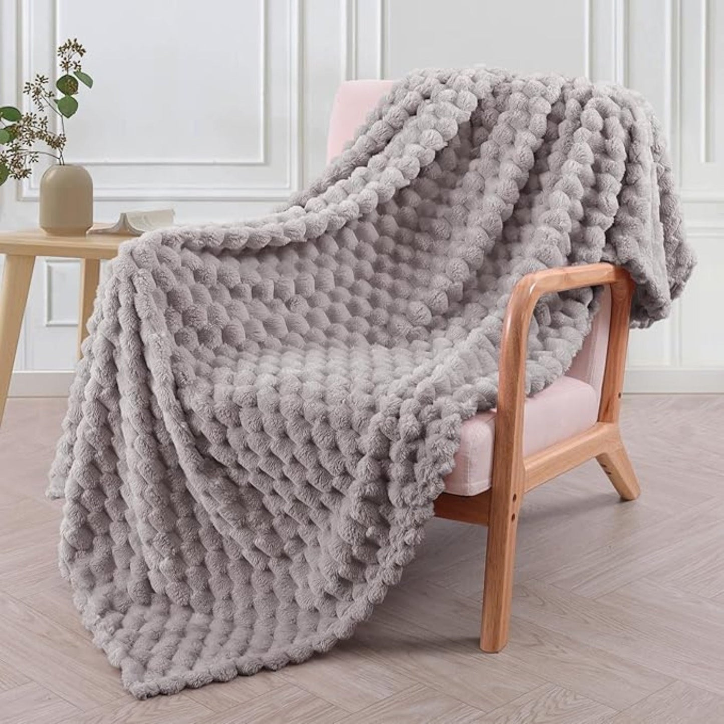 Couverture Polaire Moderne Avec Motif Boules Texturées Pour Canapé Ou Lit Douce Et Confortable