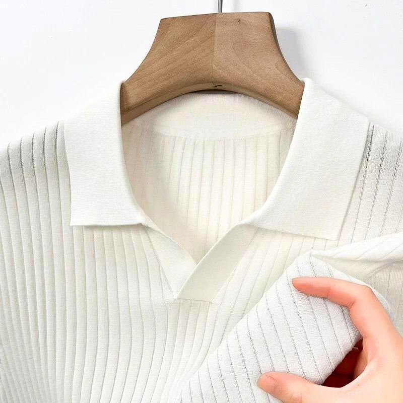 Polo En Maille Classique Coupe Confortable Col Classique Tissu Doux Et Respirant