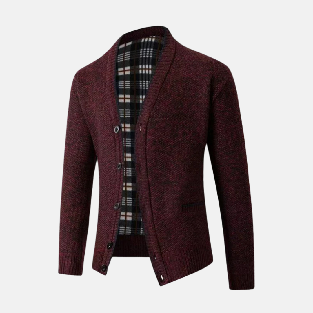 Cardigan Pour Homme En Maille Mélangée De Laine Slim Fit Avec Col V Boutons Poches Décontracté Amawinc