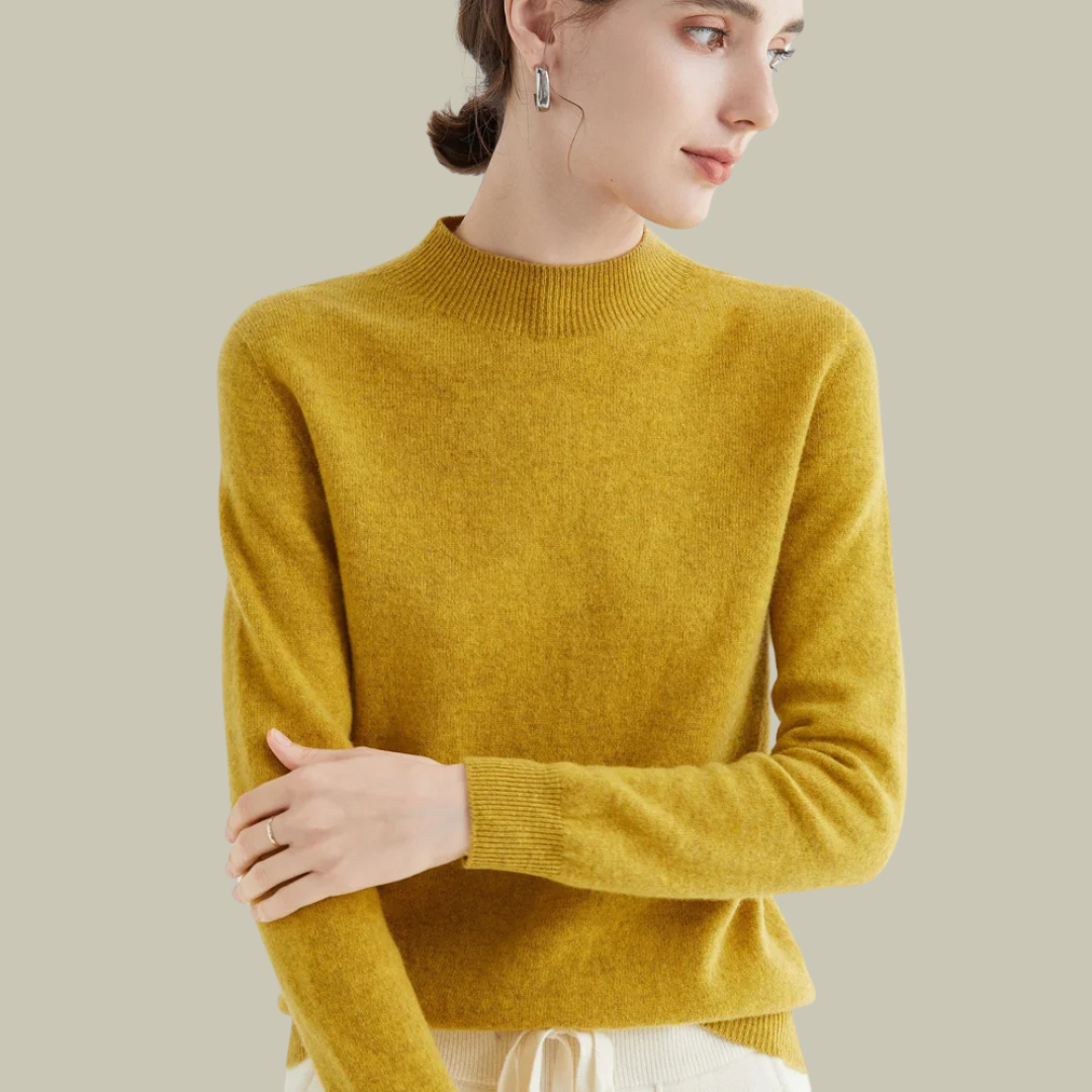 Ivy Pull Femme Col Haut Ajusté En Laine Mérinos Premium Pour Bureau Et Week End Chic