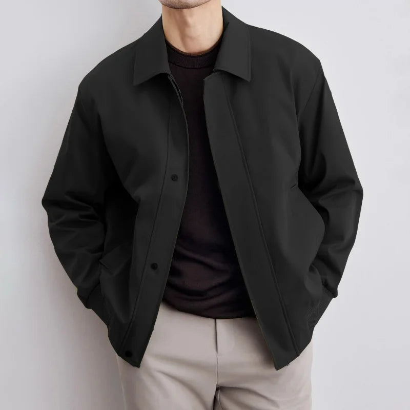 Veste Harrington Décontractée pour Homme Col Boutons Front Poignets Côtelés Longueur des Hanches