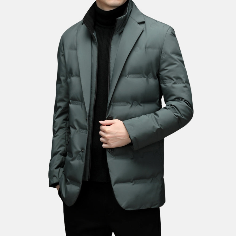 Amawinc Nordisk Flair Doudoune En Duvet D'Oie Pour Homme, Coupe Ajustée, Matelassée À Deux Boutons