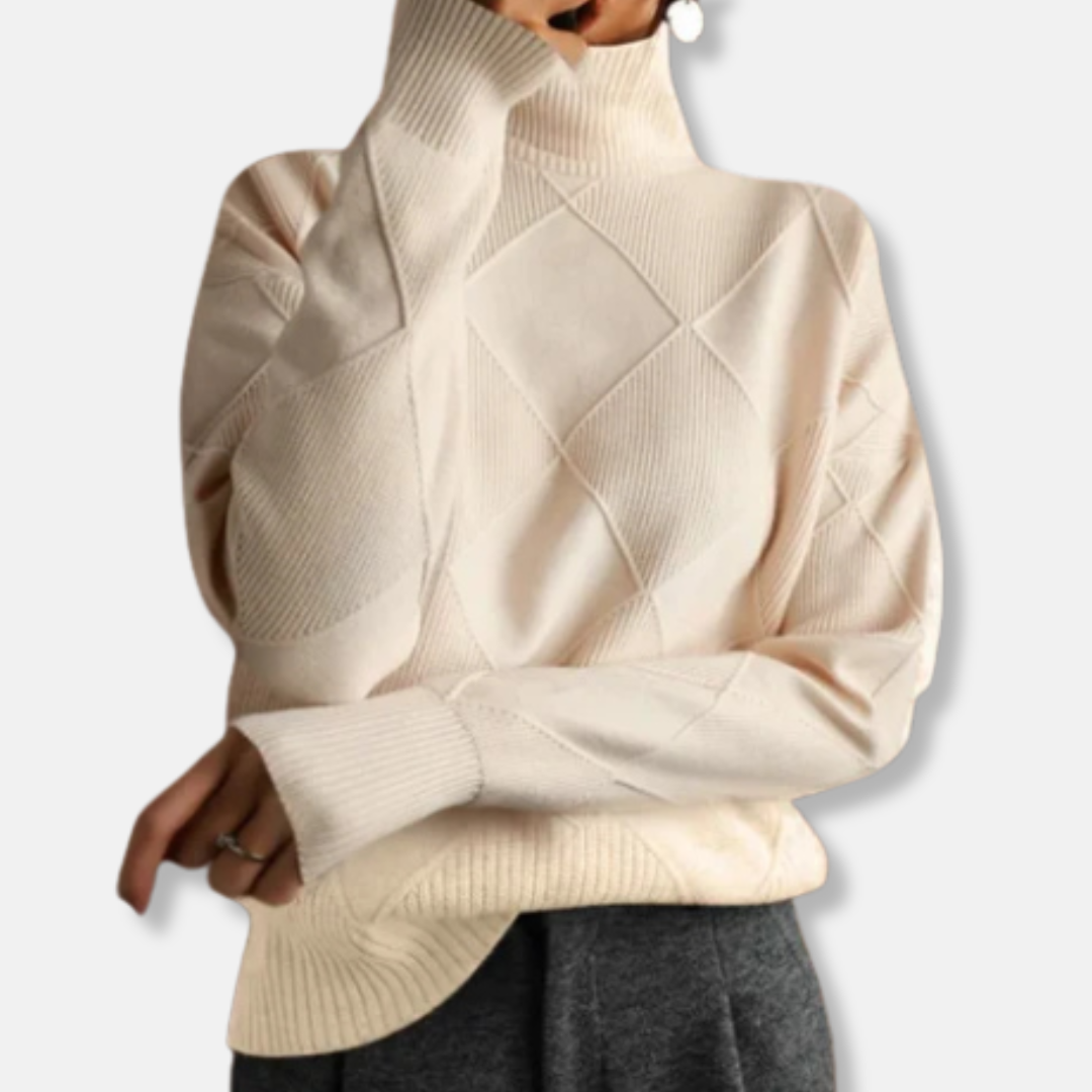 Sienna Pull Col Roulé Décontracté Pour Femme En Maille Diamantée Côtelée Manches Longues Confort Quotidien
