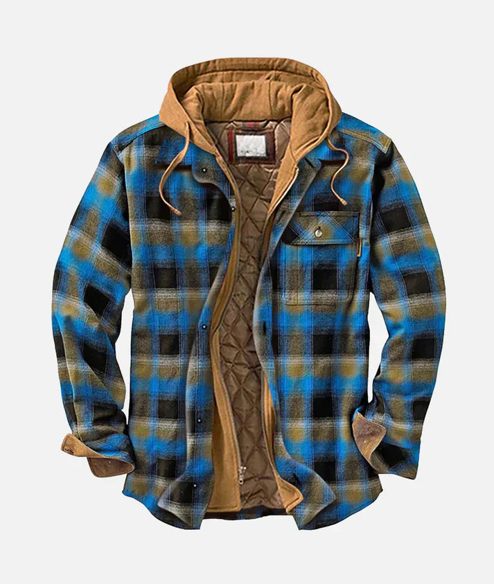 Veste Chemise À Carreaux En Flanelle Pour Homme Avec Capuche Doublée Zip Et Boutons Décontractée Pour L Hiver