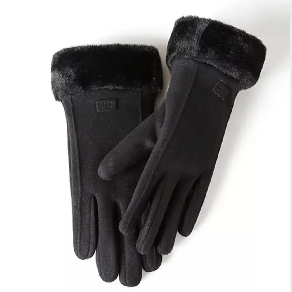 Gants D Hiver Peluche Anti Vent Avec Doublure Chaude Compatible Écran Tactile Antidérapants