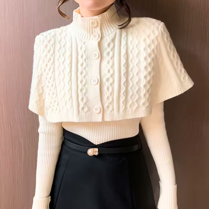 Ensemble Deux Pièces Tricoté En Maille Texturée Pour L Hiver Avec Chaleur Douce Et Polyvalent Pour Les Couches