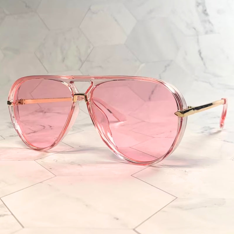 Lunettes De Soleil Aviateur Années 70 Deadstock Avec Lentilles Dégradées Et Monture Acétate Sculpté Et Bras Métal Doré