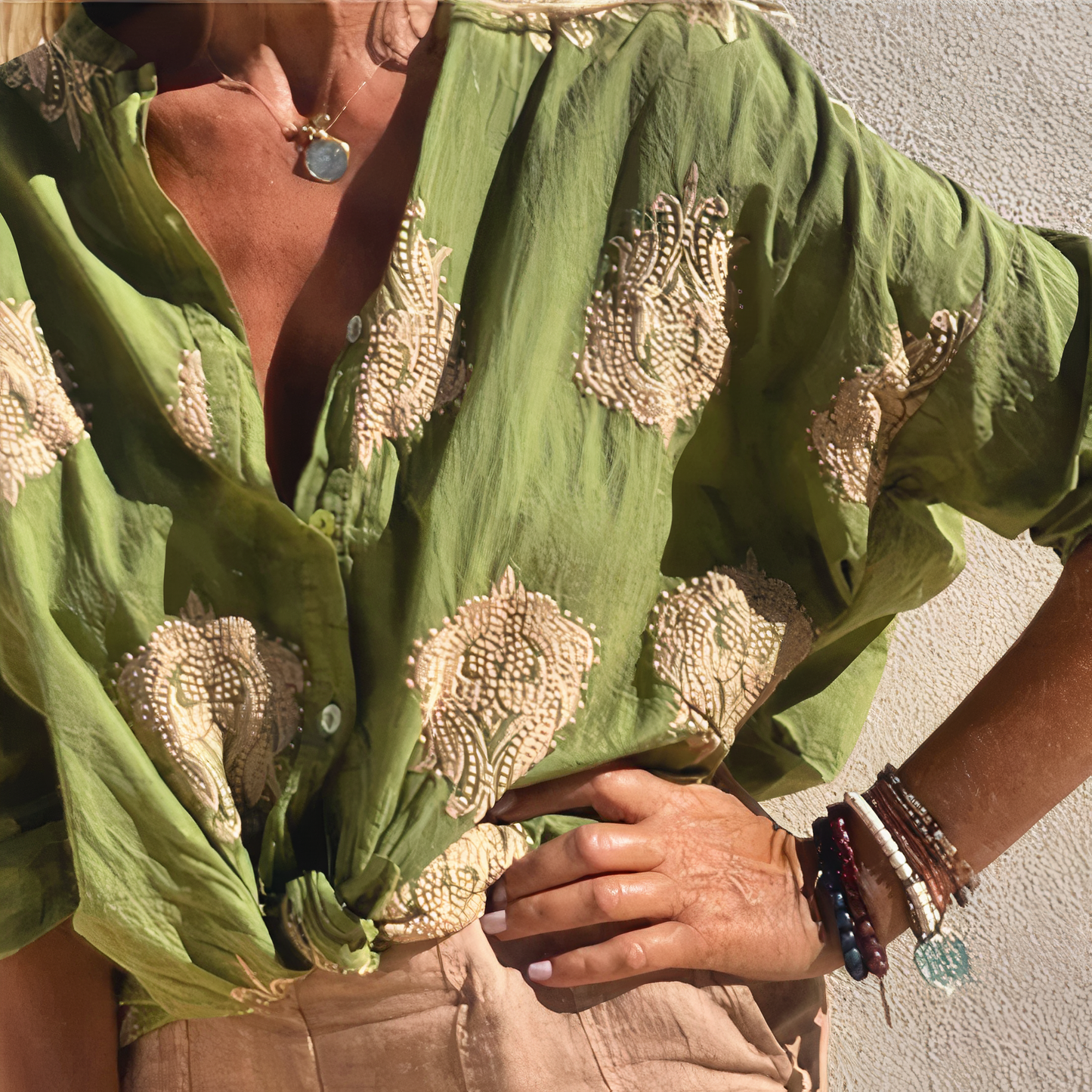 Ysolde Damen Sommer Daunenhemd mit Knöpfen