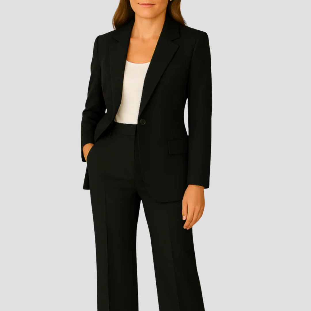 Evelyn Ensemble Tailleur Femme Avec Blazer Long Par Amawinc Pour Professionnelles Puissantes