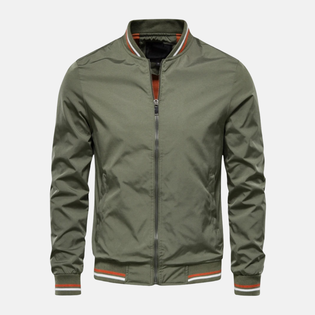 Amawinc Veste Bomber Homme Légère À Zip Coupe Décontractée Bordures Côtelées Rayées En PU Simili Cuir