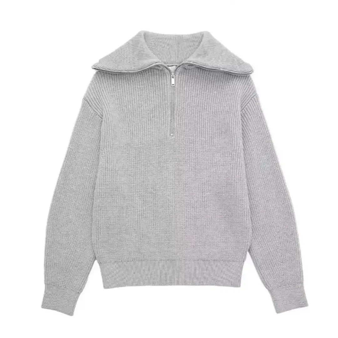 Pull Zippé Nordique À Rayures Confortable Léger En Coupe Décontractée Style Marin