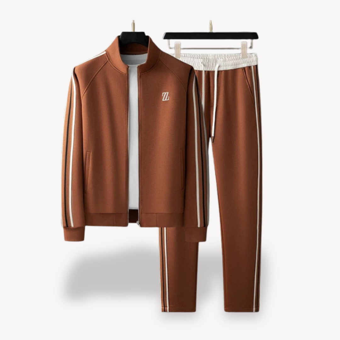 Ensemble D'Entraînement Homme À Coupe Slim Avec Veste Zip Et Pantalon À Cordon En Tissu Respirant Et Extensible