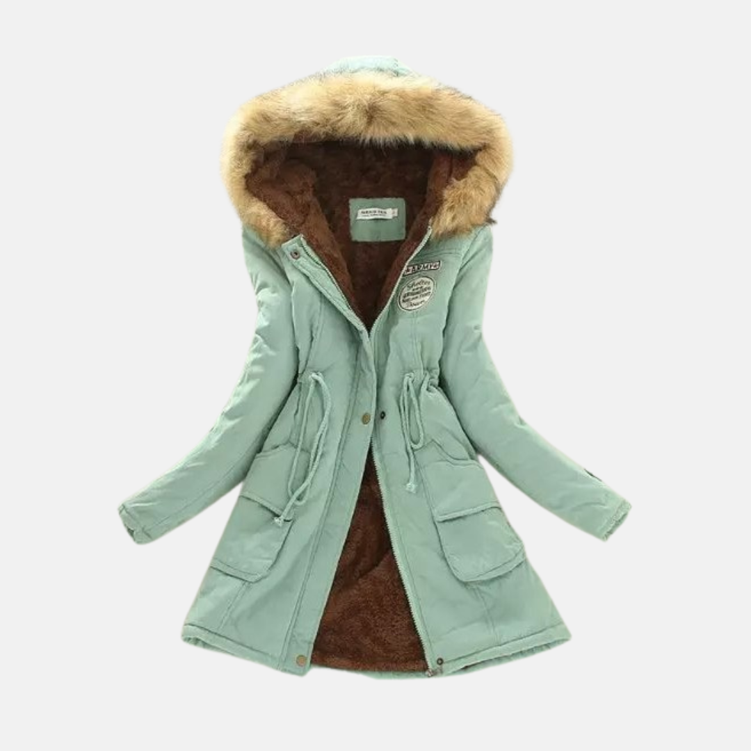 Parka Femme Avec Doublure Sherpa Capuche En Fourrure Synthétique Taille Ajustable Et Poches Pratiques