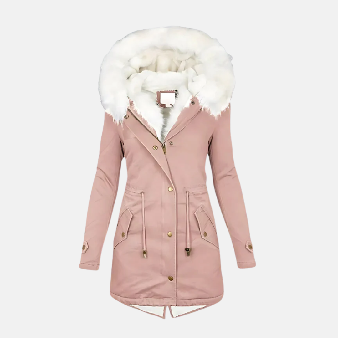 Parka Femme Nordisk Flair Coupe Slim Capuche Bordée Fausse Fourrure Résistante À L Eau Mi Longue