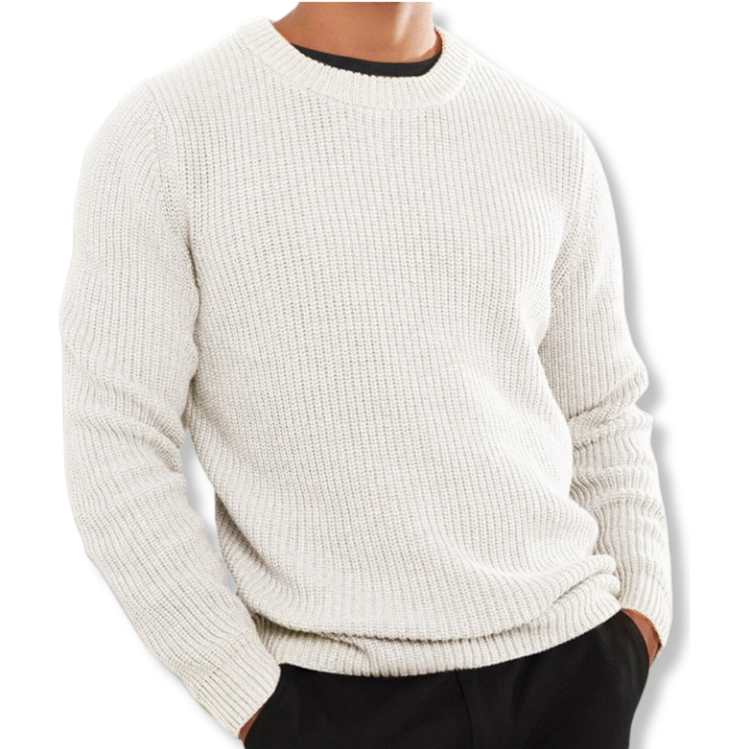 Pull Homme Coupe Décontractée En Maille Col Rond Manches Longues Chaud Pour Superposer Au Quotidien