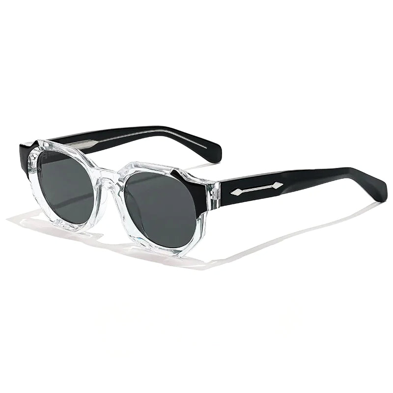 Lunettes de Soleil Carrées Vincent Rétro UV400 Cadre Acétate Épais et Sculpté Unique
