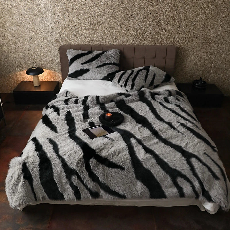 Couverture En Fausse Fourrure Zèbre Moderne Pour Canapé Et Chambre Chic Confort Luxueux Pour Temps Froid