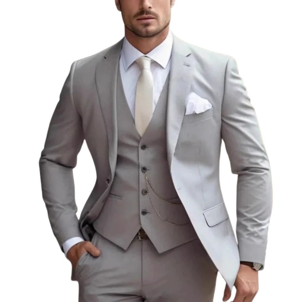 Costume Trois Pièces Slim Fit Pour Homme Pour Mariage Soirée Et Affaires Noir Cravate Élégant