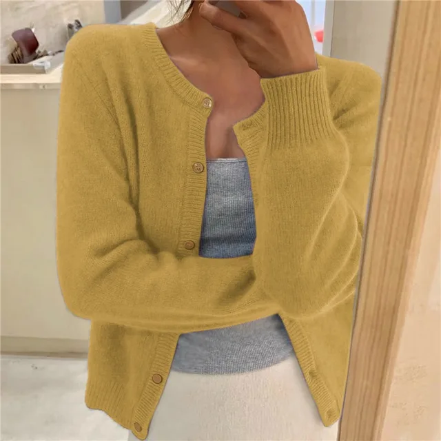 Cardigan Boutonné Pour Femmes D'Hiver À Manches Longues En Maille Décontractée Erica