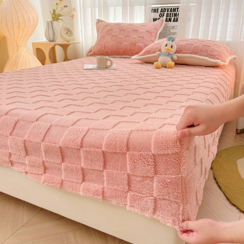Drap-Housse Matelassé En Velours Doux Avec Motif Diamant Pour Un Confort Profond Et Confortable