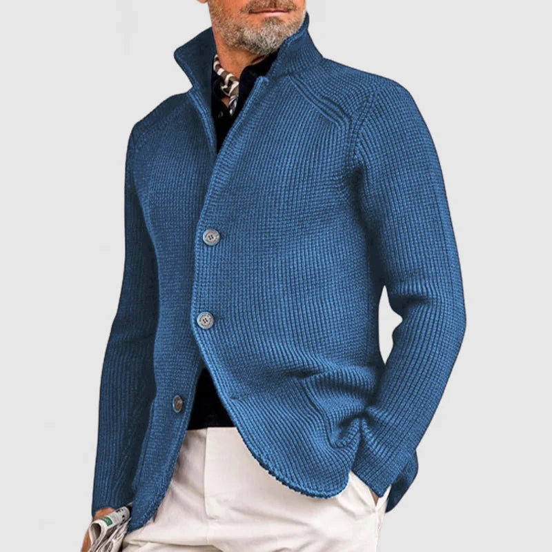 Cardigan En Maille Bleu Marine Pour Homme Amawinc À Boutons Confort Chaleur Et Style Nordique