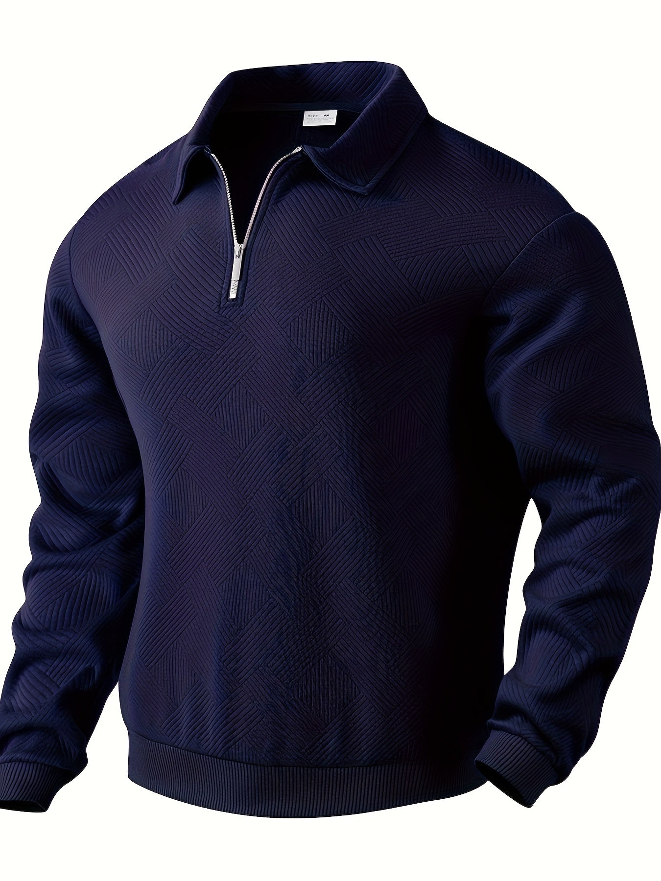 Amawinc Pull Homme En Maille Avec Zip Demi Coupe Regular Motif Géométrique Texturé Pour Tenue Décontractée Ou Habillée