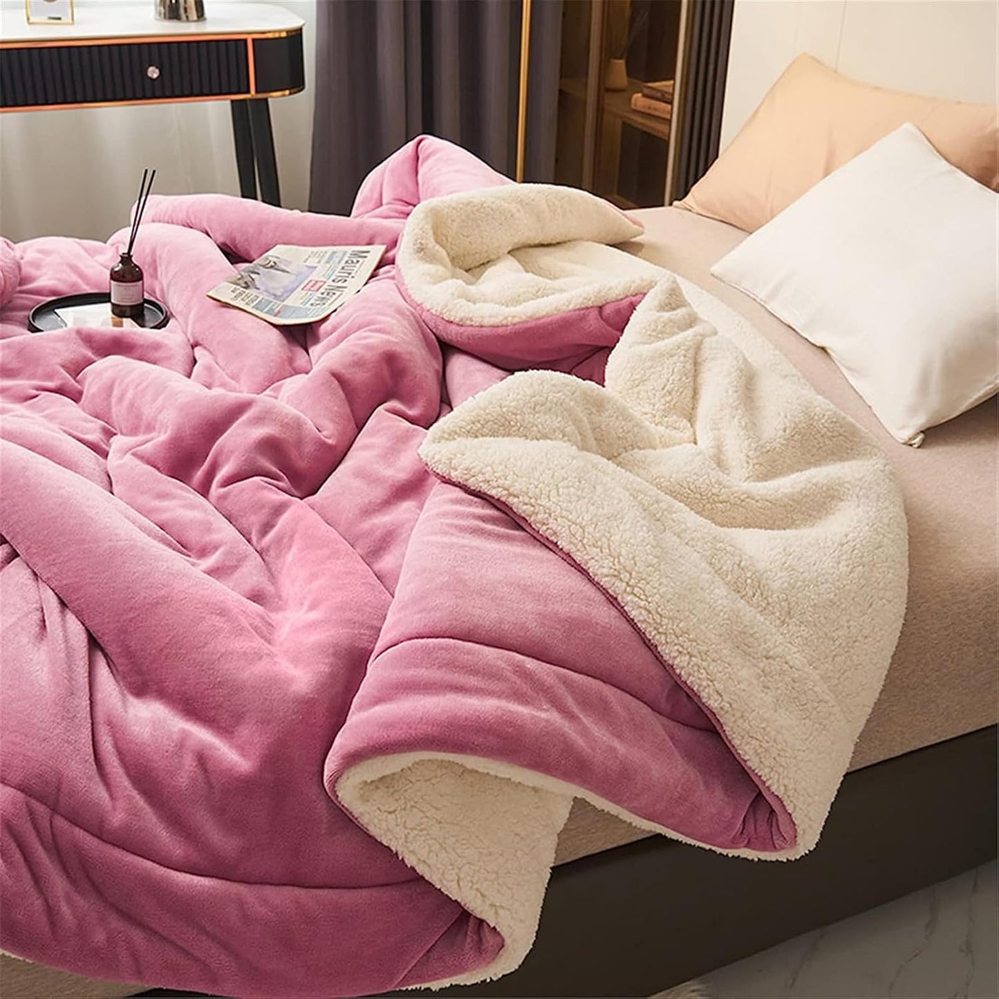 Jeté En Sherpa Doux Et Flanelle Deux Faces Pour Un Confort Ultra Doux Et Chaud Pour Votre Maison