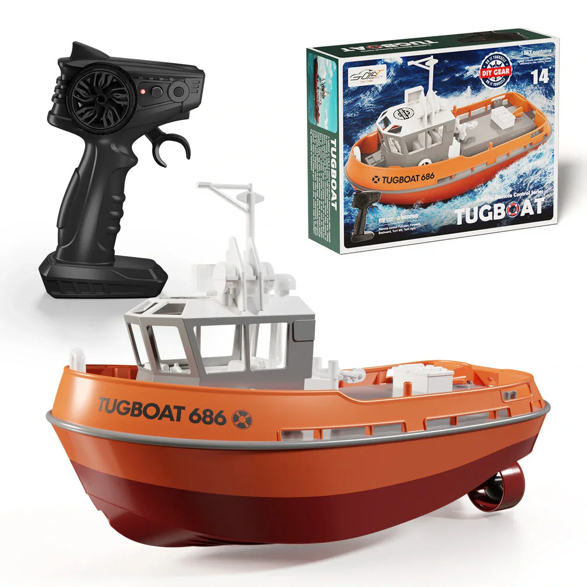 Bateau Télécommandé Puissant À Double Moteur Avec Télécommande Sans Fil Modèle Remorqueur Jouet Pour Garçons Cadeau