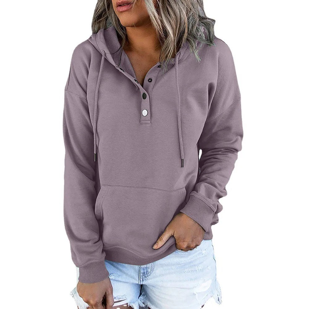 Damen Freizeit Hoodie Jacke mit Metallknöpfen von Fudus