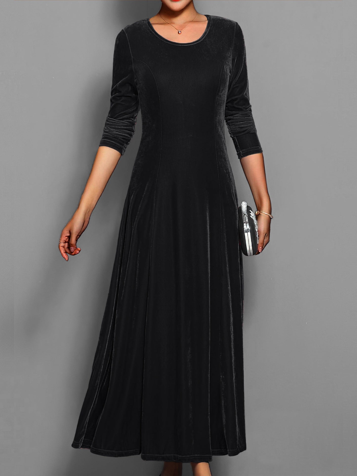 Robe De Soirée En Velours Pour Femme Avec Manches Longues Confort Et Élégance Pour Dîners Et Fêtes Alice