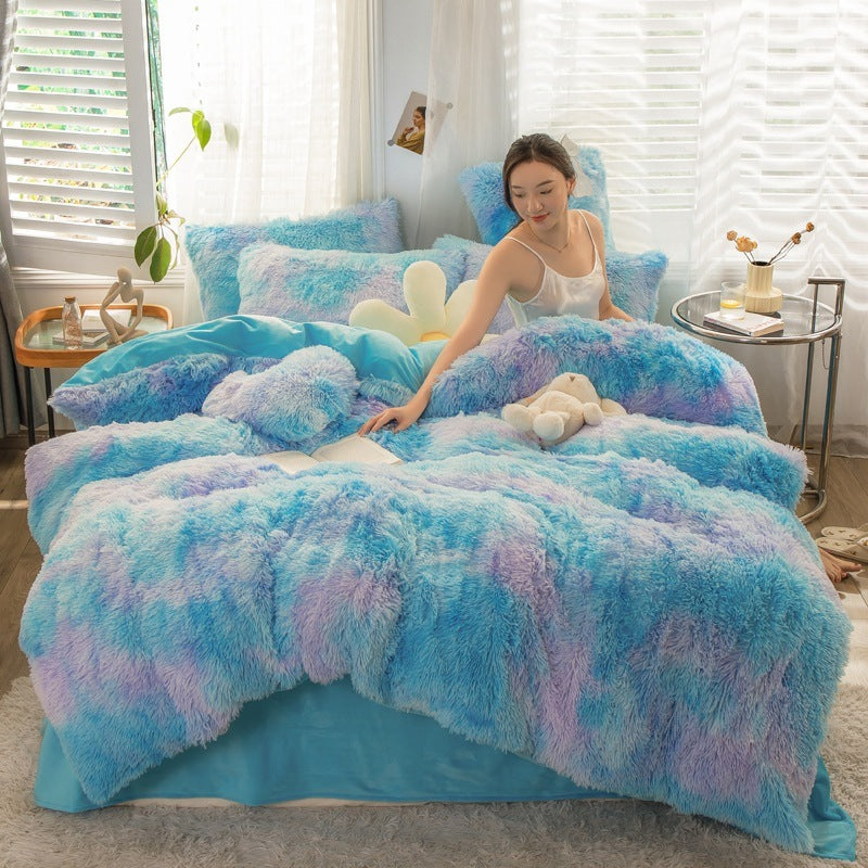Housse De Couette En Fausse Fourrure Duveteuse Avec Texture Pelucheuse Pour Un Confort Luxueux