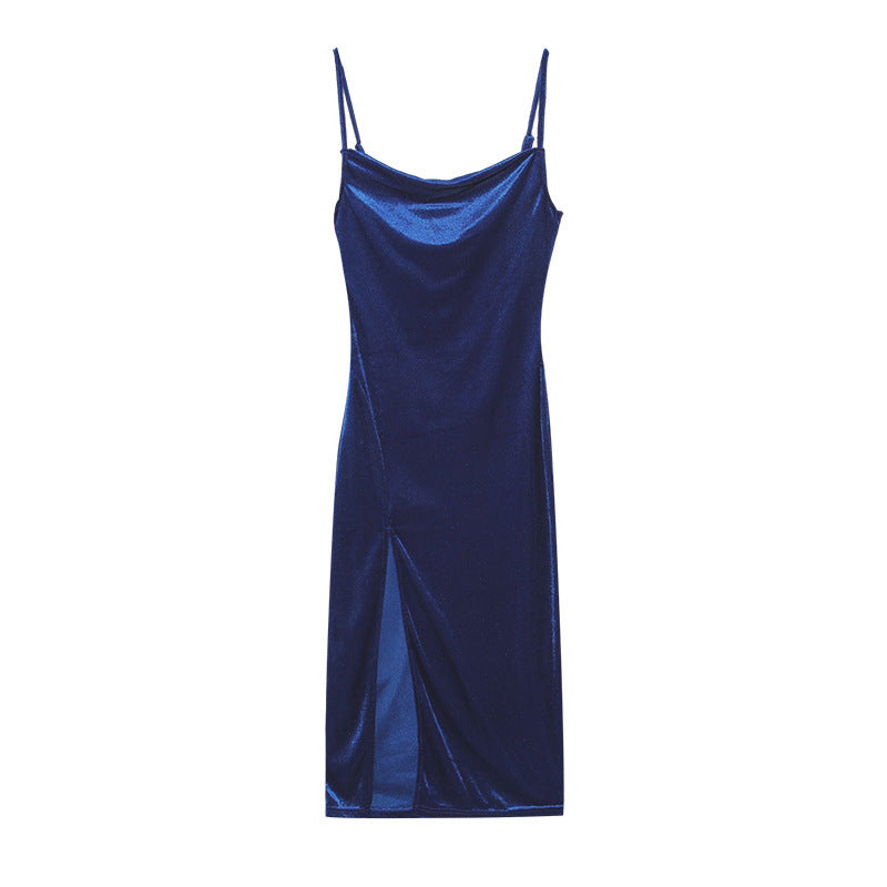 Victorias Elegantes Damenkleid mit Schlitz und Trägern