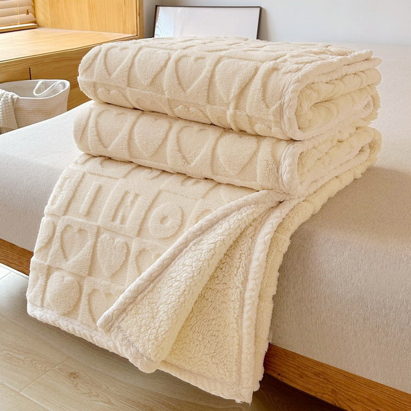 Couverture Sherpa Embossée Réversible Avec Peluche Ultra Douce Pour Salon Et Chambre Luxueuse