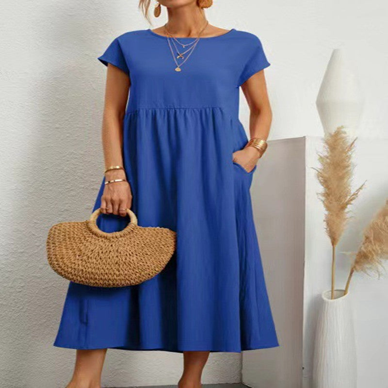 Baumwoll-Leinen Kleid von Fudus, ärmellos, mit Taschen