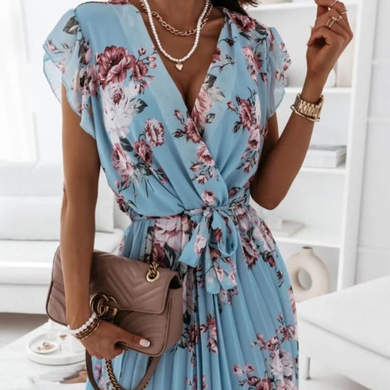 Robe Midi Ciela Rose Amawinc Léger Respirante Pour Été Confortable Et Féminine