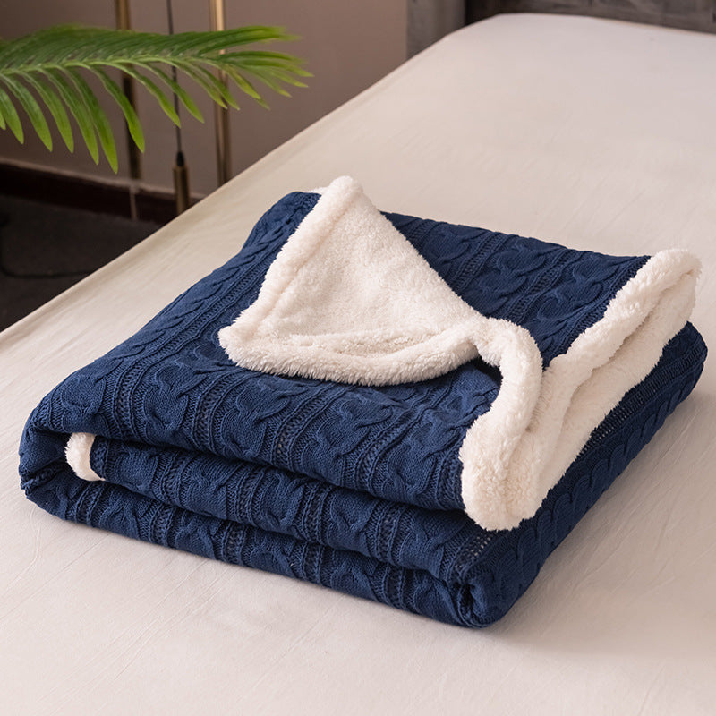 Couverture Plaid En Tricot Câble Avec Doux Sherpa Pour Les Soirées Froides Et Luxueuse Douceur