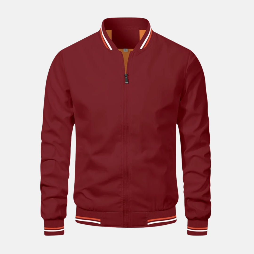Amawinc Veste Bomber Homme Légère À Zip Coupe Décontractée Bordures Côtelées Rayées En PU Simili Cuir