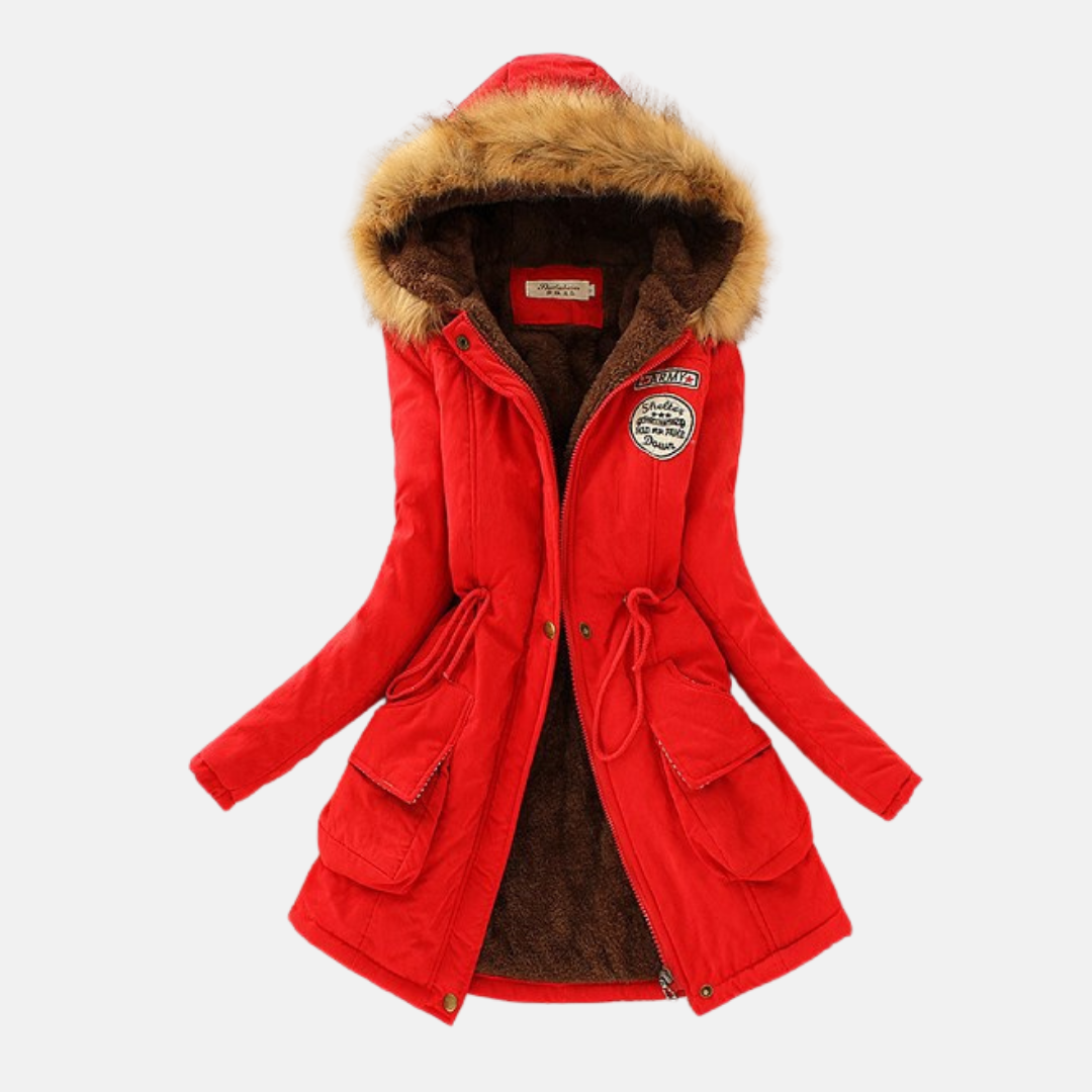 Nordisk Flair Parka Femme Coupe Ajustée Doublure Polaire Capuche Fourrure Synthétique Fermeture Éclair Chaude