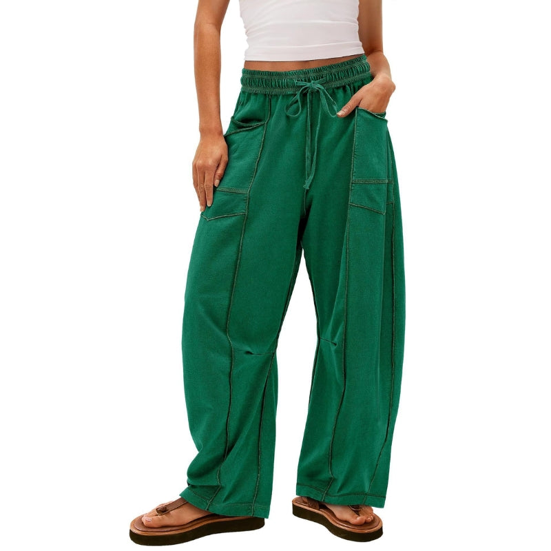 Vera Côte Pantalon Jogger Barrel Haute Taille Confort Respirant pour Détente en Ville et Voyage