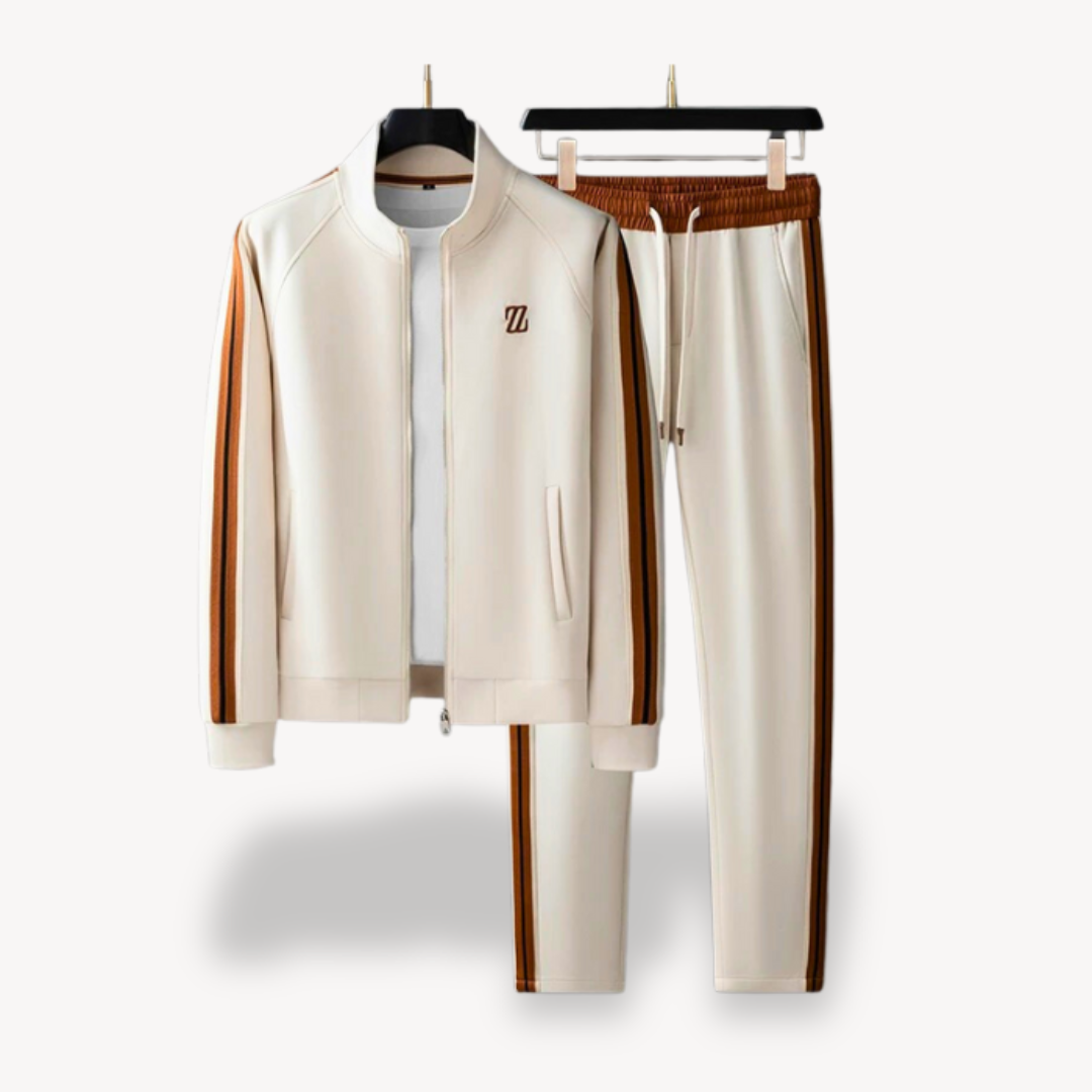 Ensemble D'Entraînement Homme À Coupe Slim Avec Veste Zip Et Pantalon À Cordon En Tissu Respirant Et Extensible