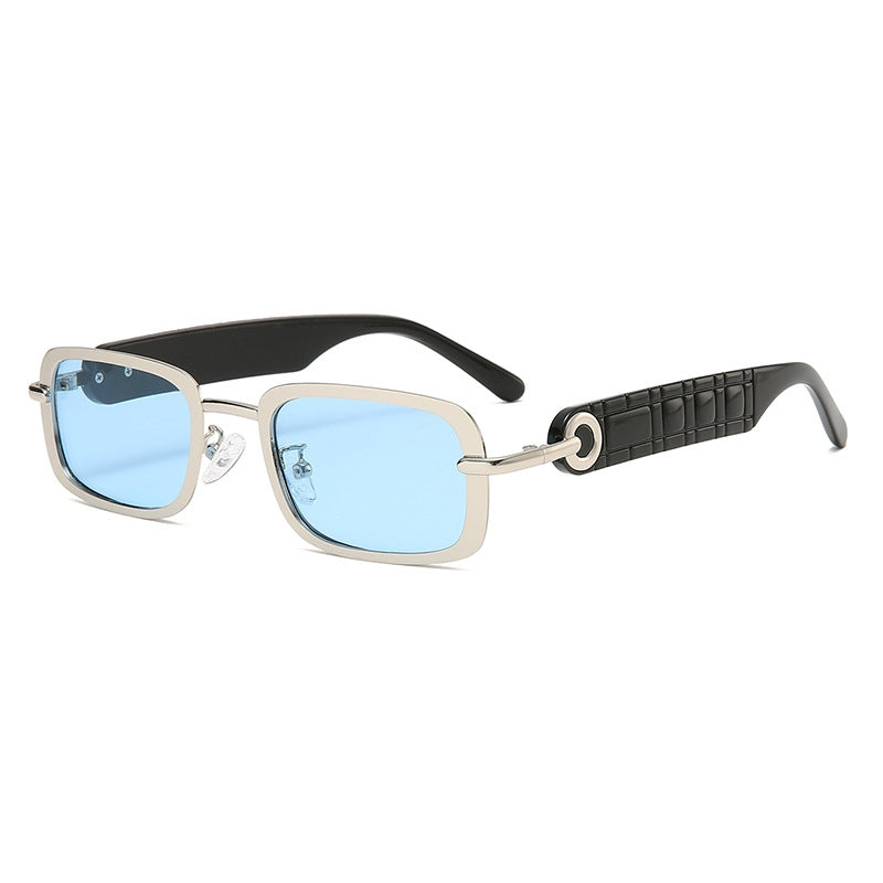 Lunettes De Soleil Rectangulaires Dorées Avec Bras Texturés Confort Léger UV400 Protection Complète