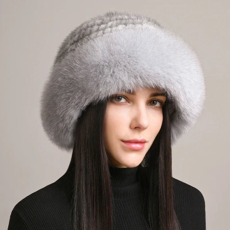 Chapeau En Fourrure Isabella Avec Couronne Ronde Et Bordure En Fourrure Solide Pour Lhiver