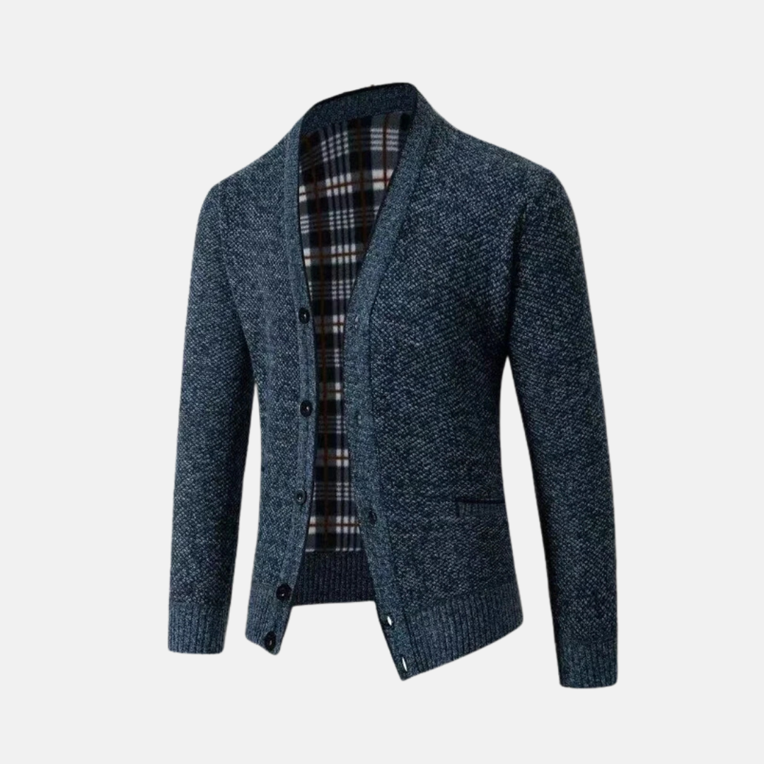 Cardigan Pour Homme En Maille Mélangée De Laine Slim Fit Avec Col V Boutons Poches Décontracté Amawinc