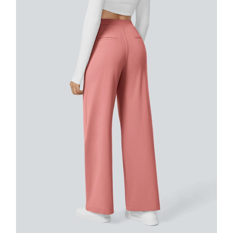 Pallo Pantalon Taille Haute Évasé Pour Travail Avec Poches Latérales Et Plis Avant