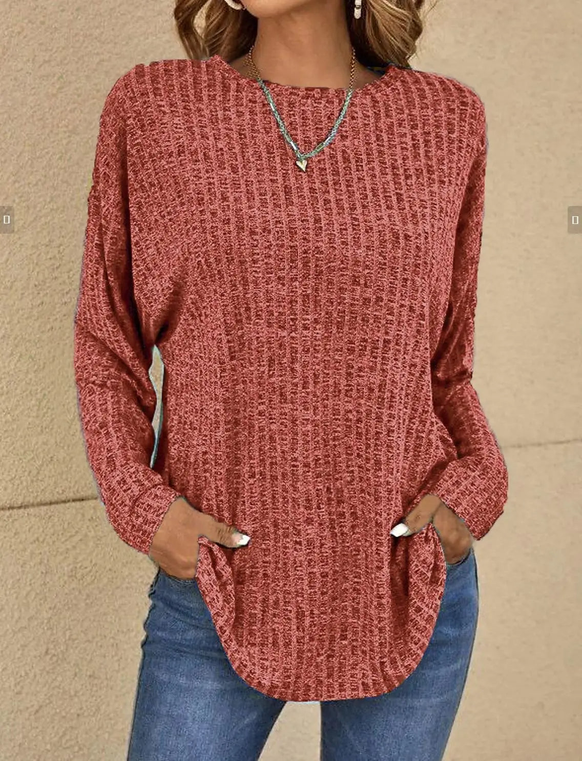 Pull Femme Décontracté en Maille Douce Texture Côtelée Manches Longues Nordisk-Flair