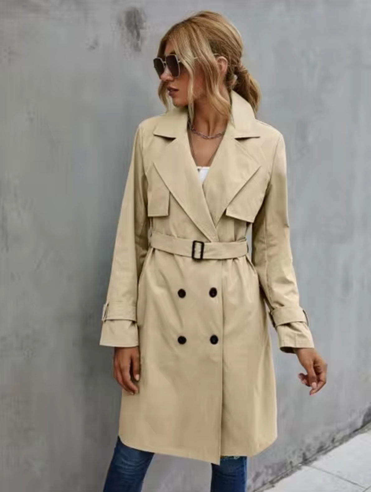 Manteau Décontracté Élégant Femme Brianna à Double Boutonnage Style Chic Quotidien